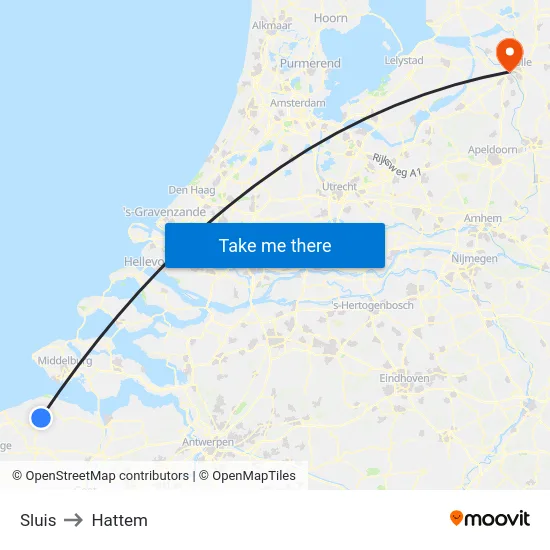 Sluis to Hattem map