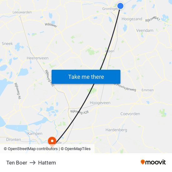 Ten Boer to Hattem map