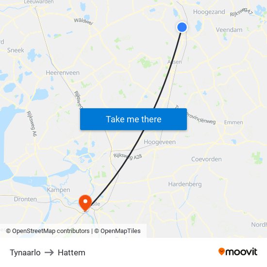 Tynaarlo to Hattem map