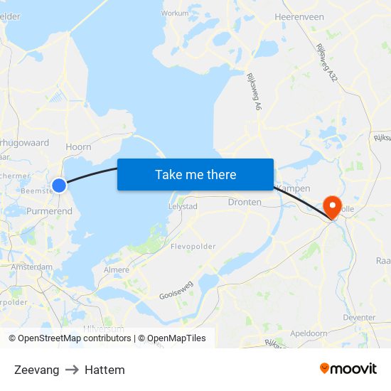 Zeevang to Hattem map