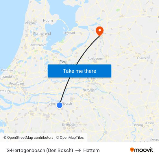 'S-Hertogenbosch (Den Bosch) to Hattem map