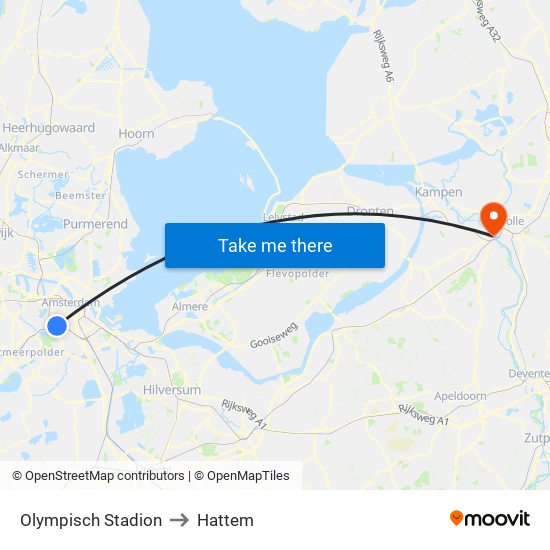 Olympisch Stadion to Hattem map