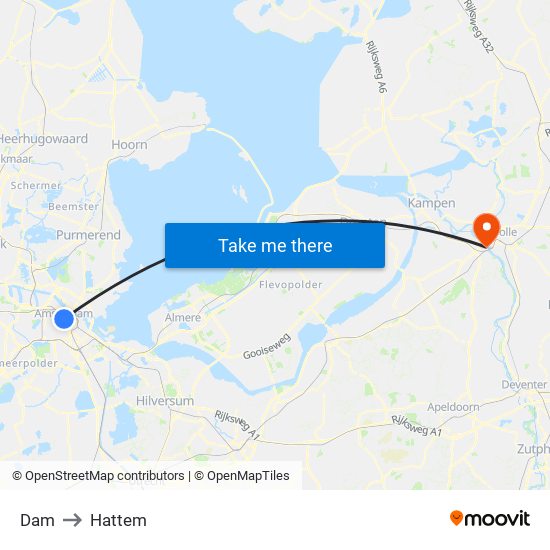 Dam to Hattem map