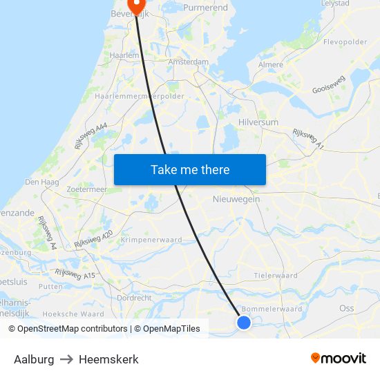 Aalburg to Heemskerk map