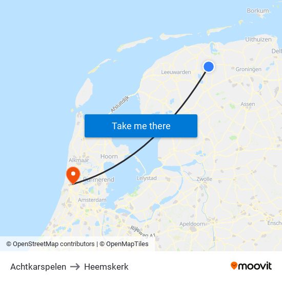 Achtkarspelen to Heemskerk map