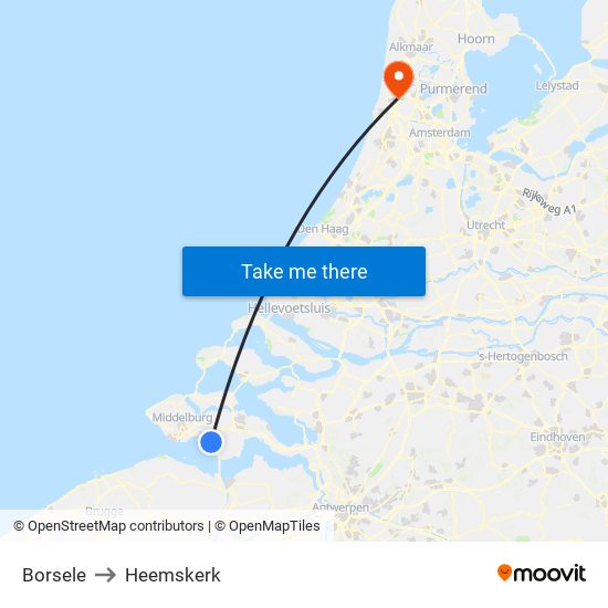 Borsele to Heemskerk map