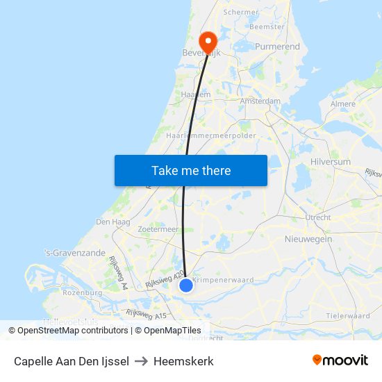 Capelle Aan Den Ijssel to Heemskerk map