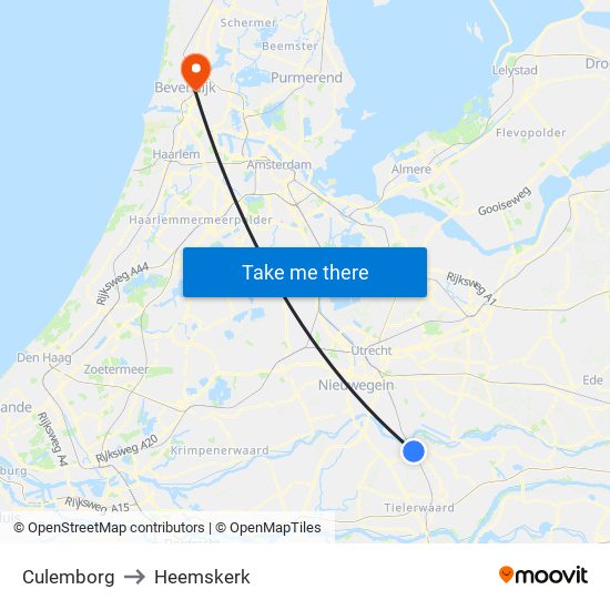 Culemborg to Heemskerk map