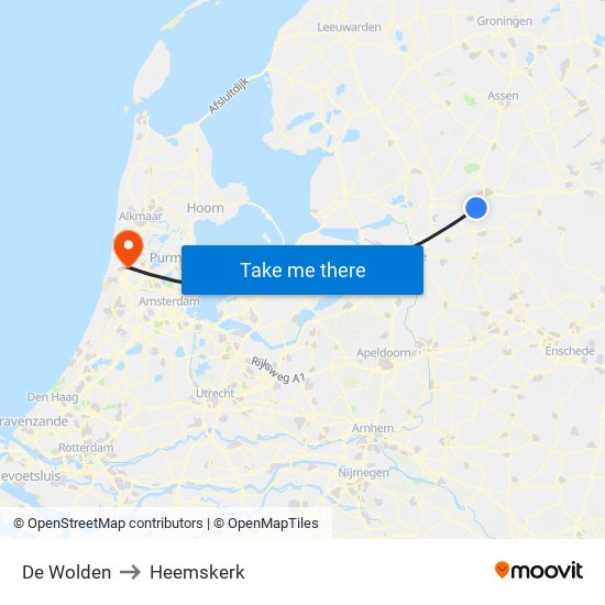 De Wolden to Heemskerk map