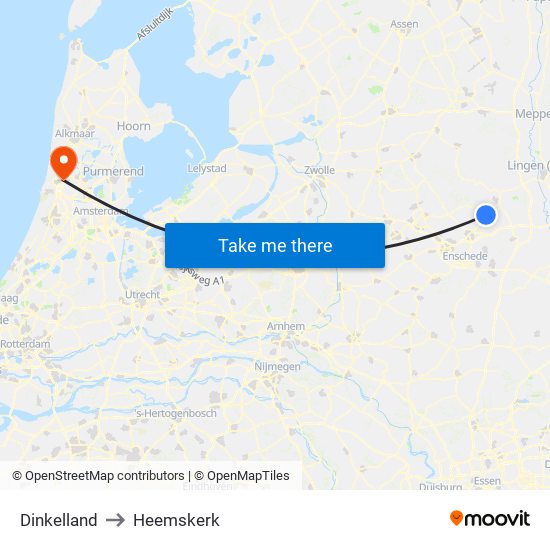 Dinkelland to Heemskerk map