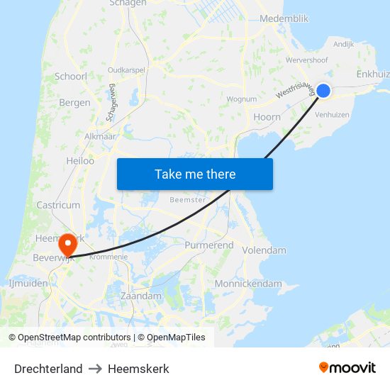 Drechterland to Heemskerk map