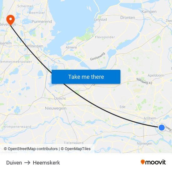 Duiven to Heemskerk map