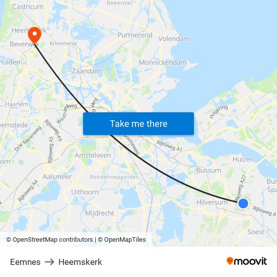 Eemnes to Heemskerk map