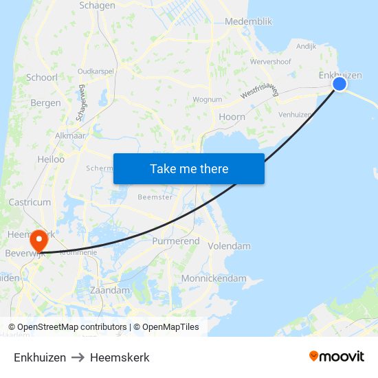 Enkhuizen to Heemskerk map