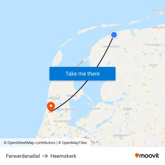 Ferwerderadiel to Heemskerk map