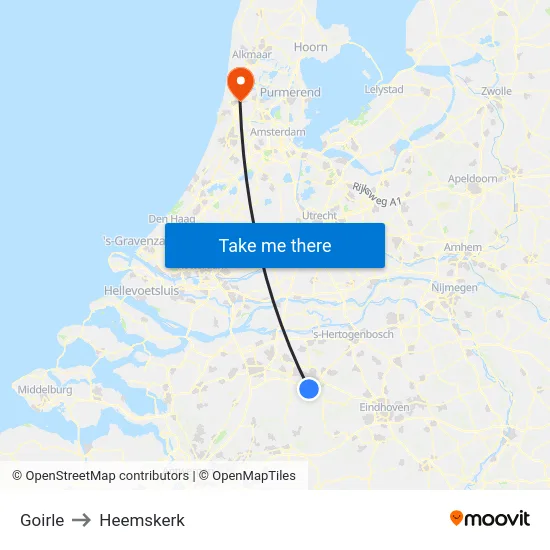 Goirle to Heemskerk map