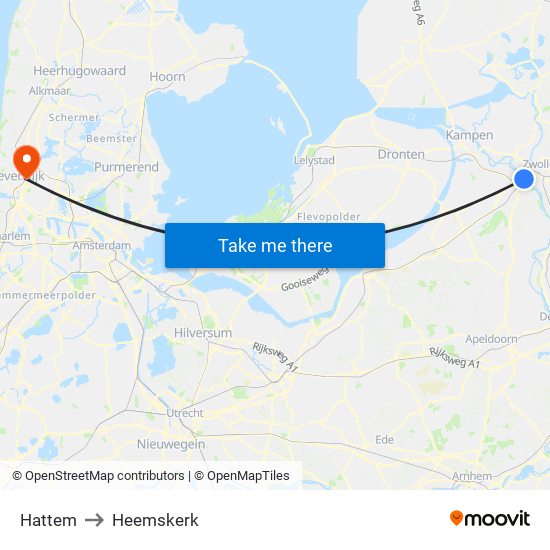 Hattem to Heemskerk map