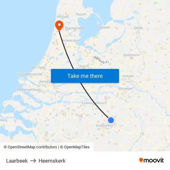 Laarbeek to Heemskerk map