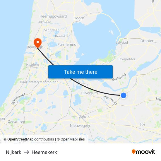 Nijkerk to Heemskerk map