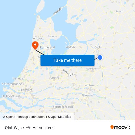 Olst-Wijhe to Heemskerk map