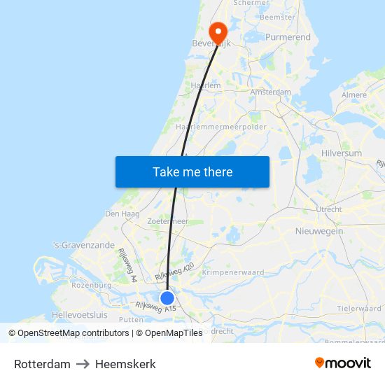 Rotterdam to Heemskerk map