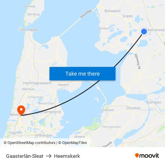 Gaasterlân-Sleat to Heemskerk map