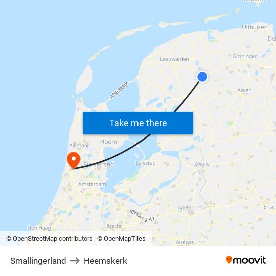 Smallingerland to Heemskerk map
