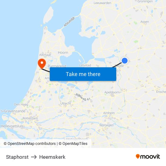 Staphorst to Heemskerk map