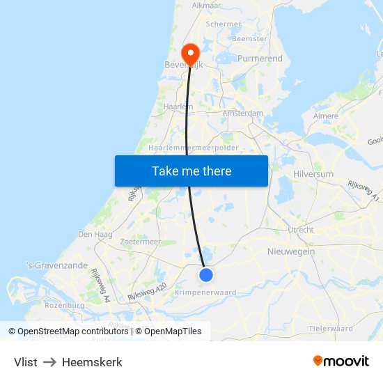 Vlist to Heemskerk map