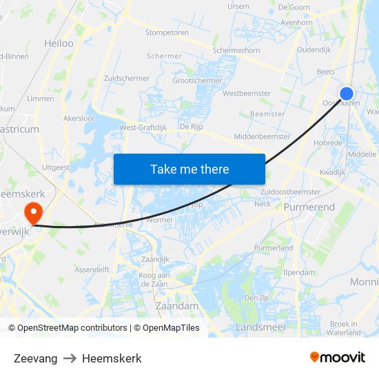 Zeevang to Heemskerk map