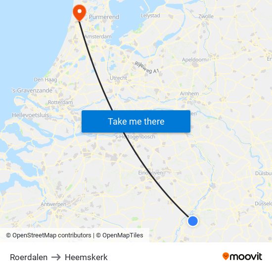 Roerdalen to Heemskerk map