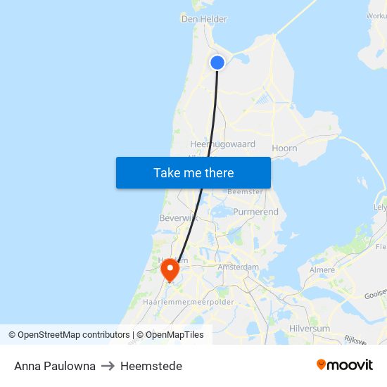 Anna Paulowna to Heemstede map