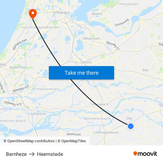 Bernheze to Heemstede map
