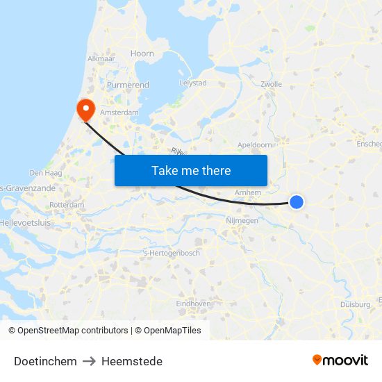 Doetinchem to Heemstede map