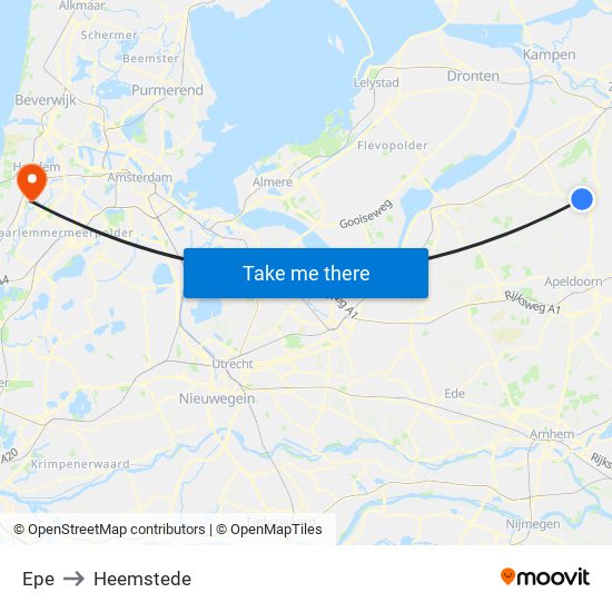 Epe to Heemstede map