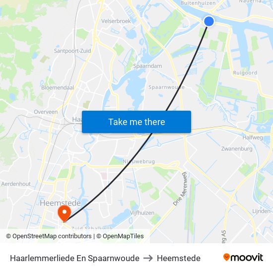 Haarlemmerliede En Spaarnwoude to Heemstede map