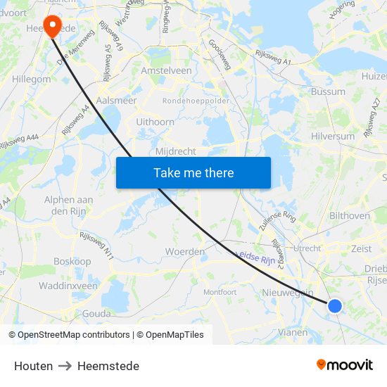 Houten to Heemstede map