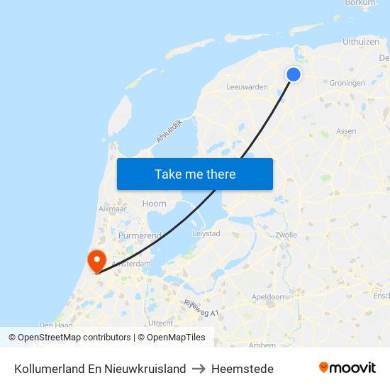 Kollumerland En Nieuwkruisland to Heemstede map