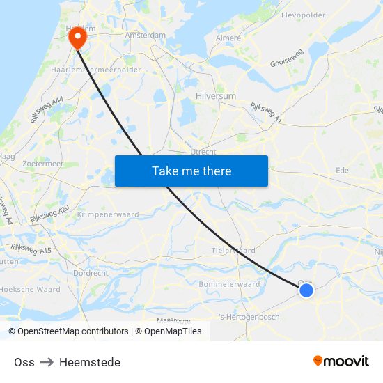 Oss to Heemstede map