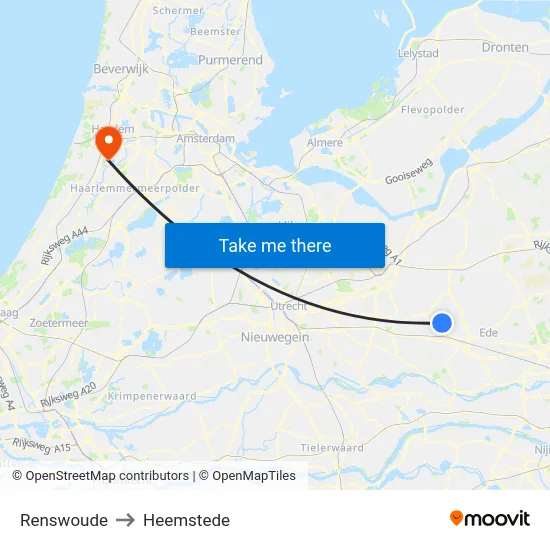 Renswoude to Heemstede map