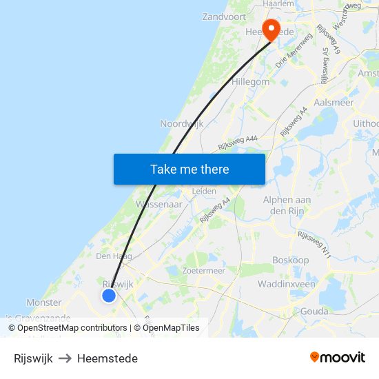 Rijswijk to Heemstede map