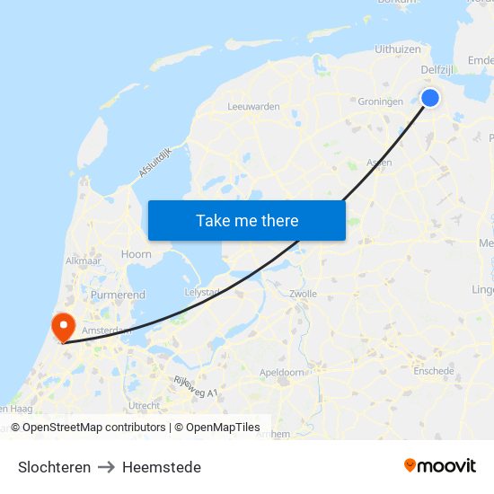 Slochteren to Heemstede map