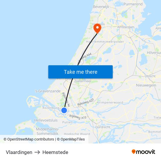 Vlaardingen to Heemstede map