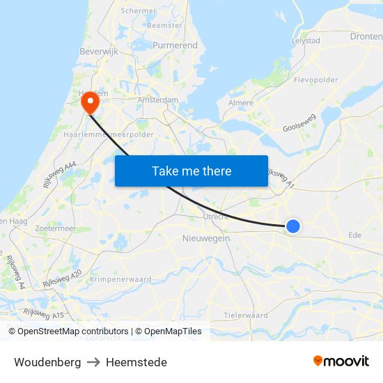 Woudenberg to Heemstede map