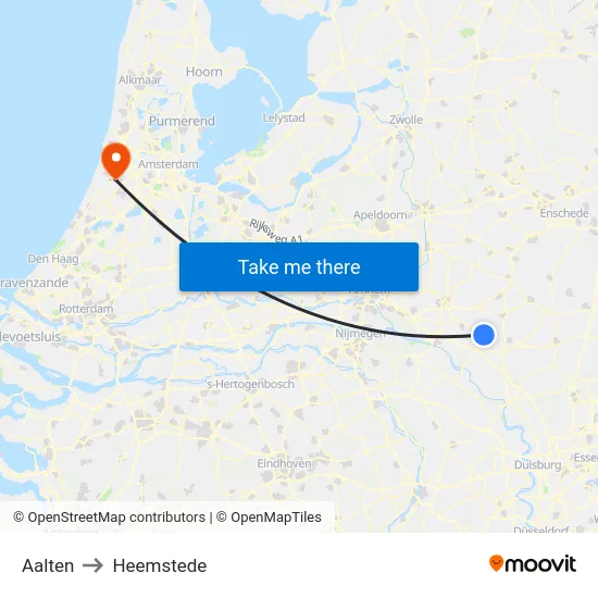 Aalten to Heemstede map