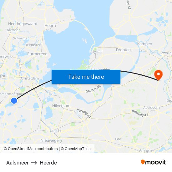 Aalsmeer to Heerde map