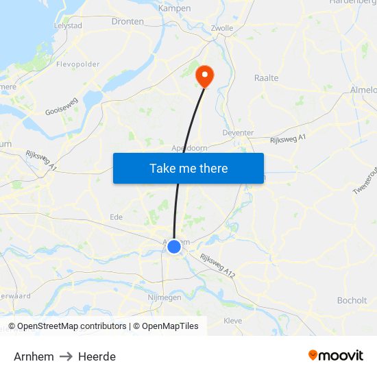 Arnhem to Heerde map