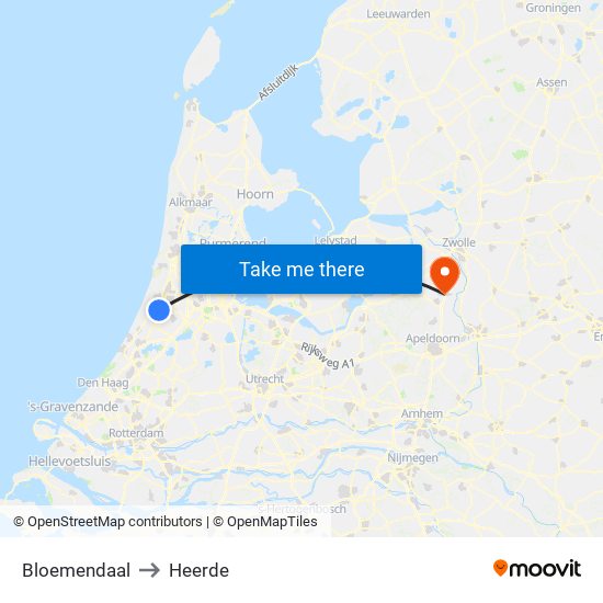 Bloemendaal to Heerde map