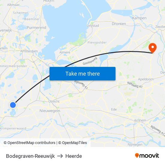 Bodegraven-Reeuwijk to Heerde map