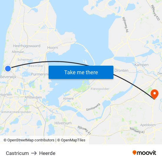 Castricum to Heerde map